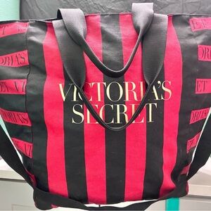 Victoria's Secret Black & Red Striped Travel Tote